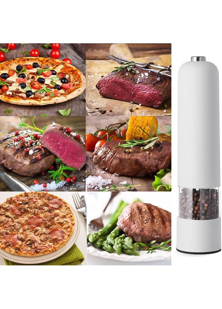 Електричний млин для спецій перцю та солі автоматична перечниця сільничка подрібнювач з підсвічуванням White No Brand (360531923)