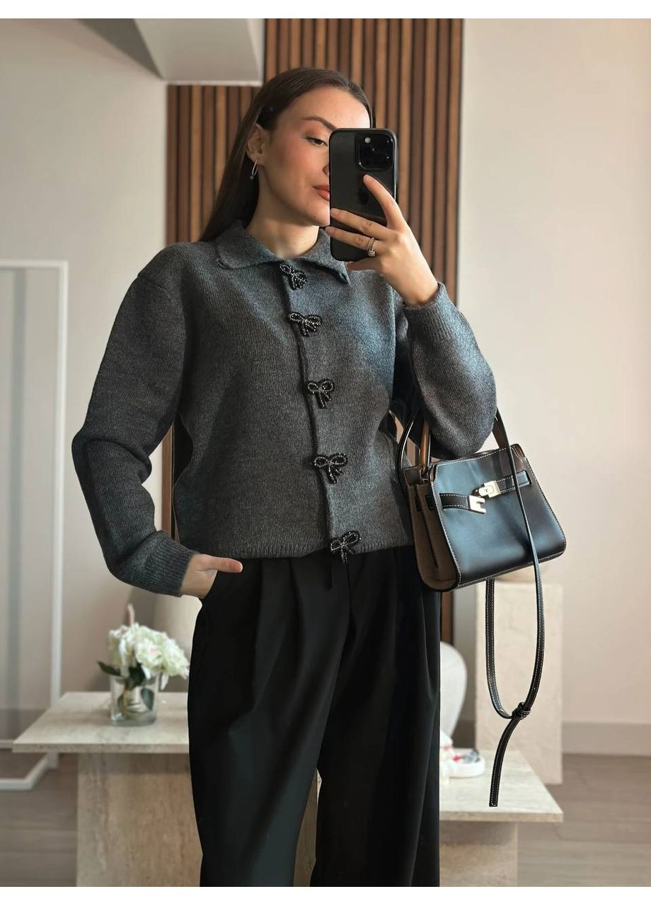 Графитовый демисезонный кардиган DK/DL Мода без кордонів