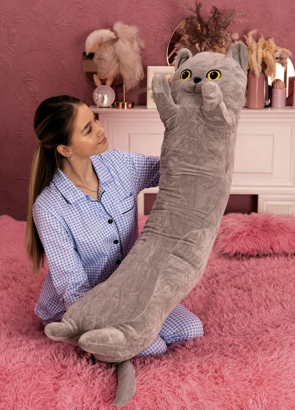 Велика м'яка іграшка кіт батон 130 см британець для обіймів My Kigu (370991439)