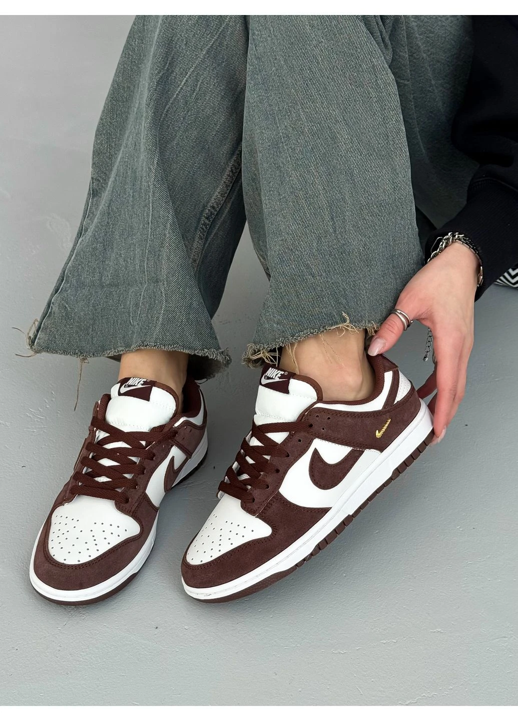 Кроссовки женские и мужские Nike SB Dunk Low Sail Red Sepia-Metallic Gold | Найк СБ Данк низькі коричневые демисезоны (379130171)