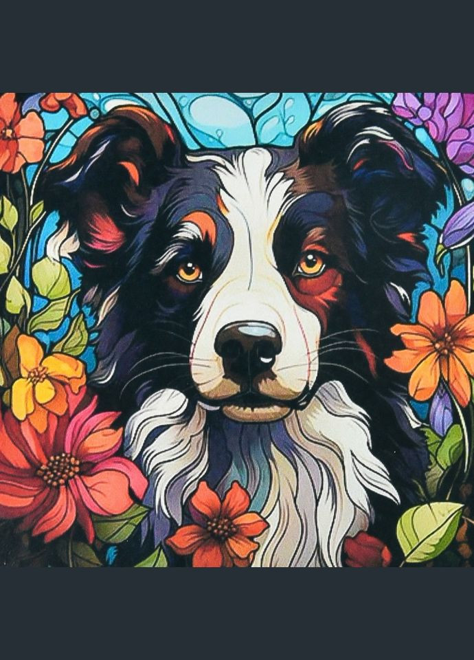 Алмазна мозаїка "Пес у світлі кольорів" DEEX16290 не повна викладка Strateg (367986166)