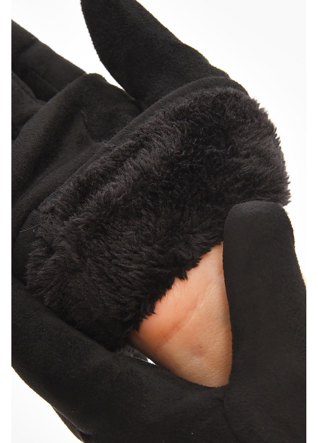 Перчатки женские замшевые на искусственном меху черного цвета Let's Shop (364485072)