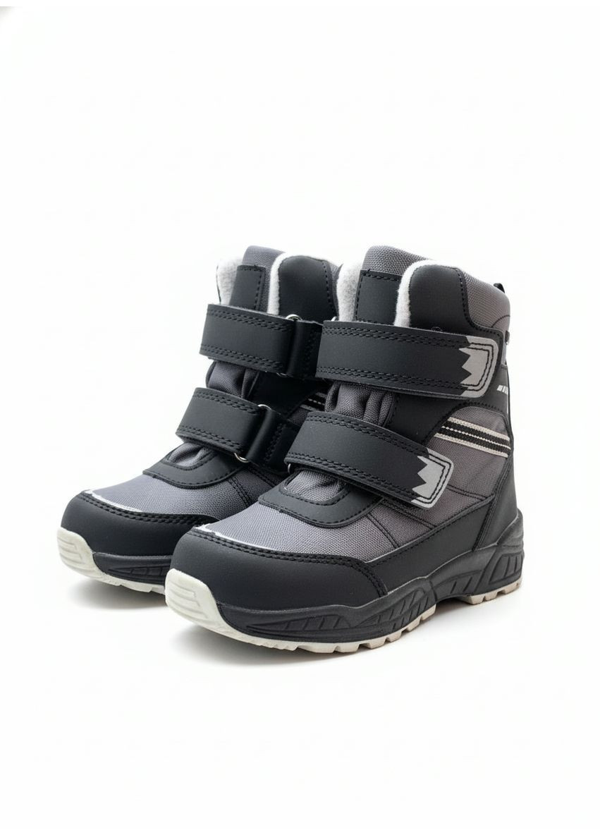Темно-серые спортивные, повседневные, кэжуал зимние термоботинки для мальчика Lily & Dan