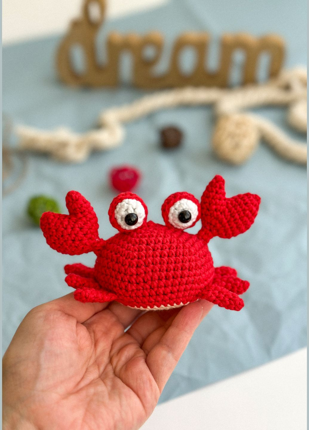 Вязаная игрушка амигуруми «Краб» крючком, ручная работа No Brand (331892779)