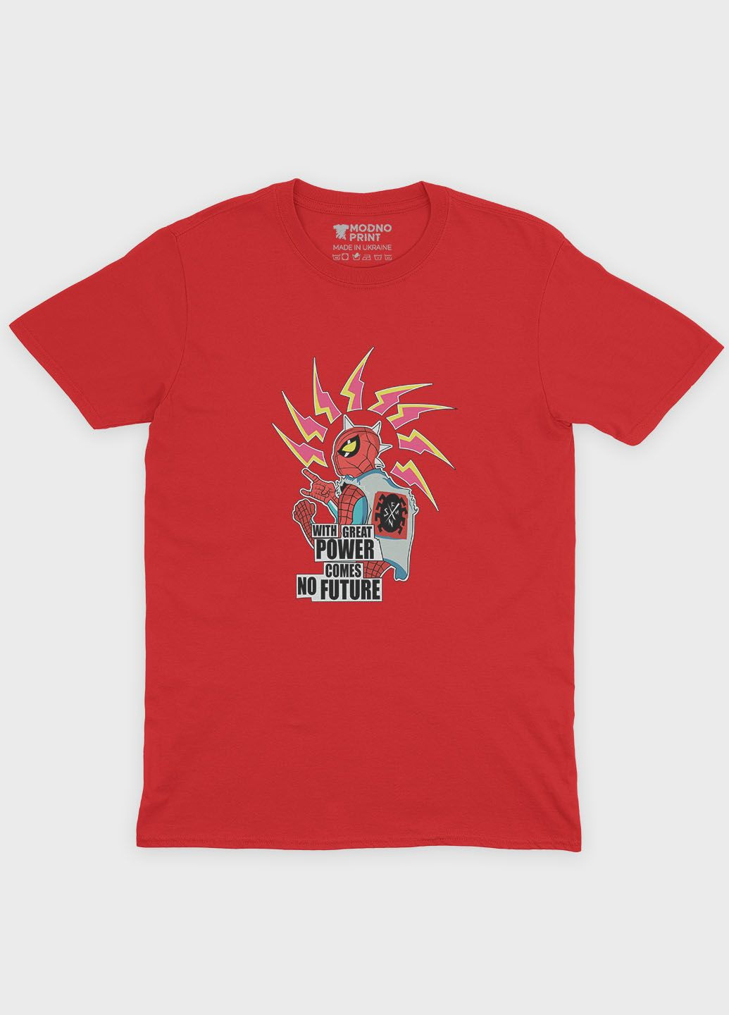 Красная демисезонная футболка для мальчика с принтом супергероя - человек-паук (ts001-1-sre-006-014-018-b) Modno