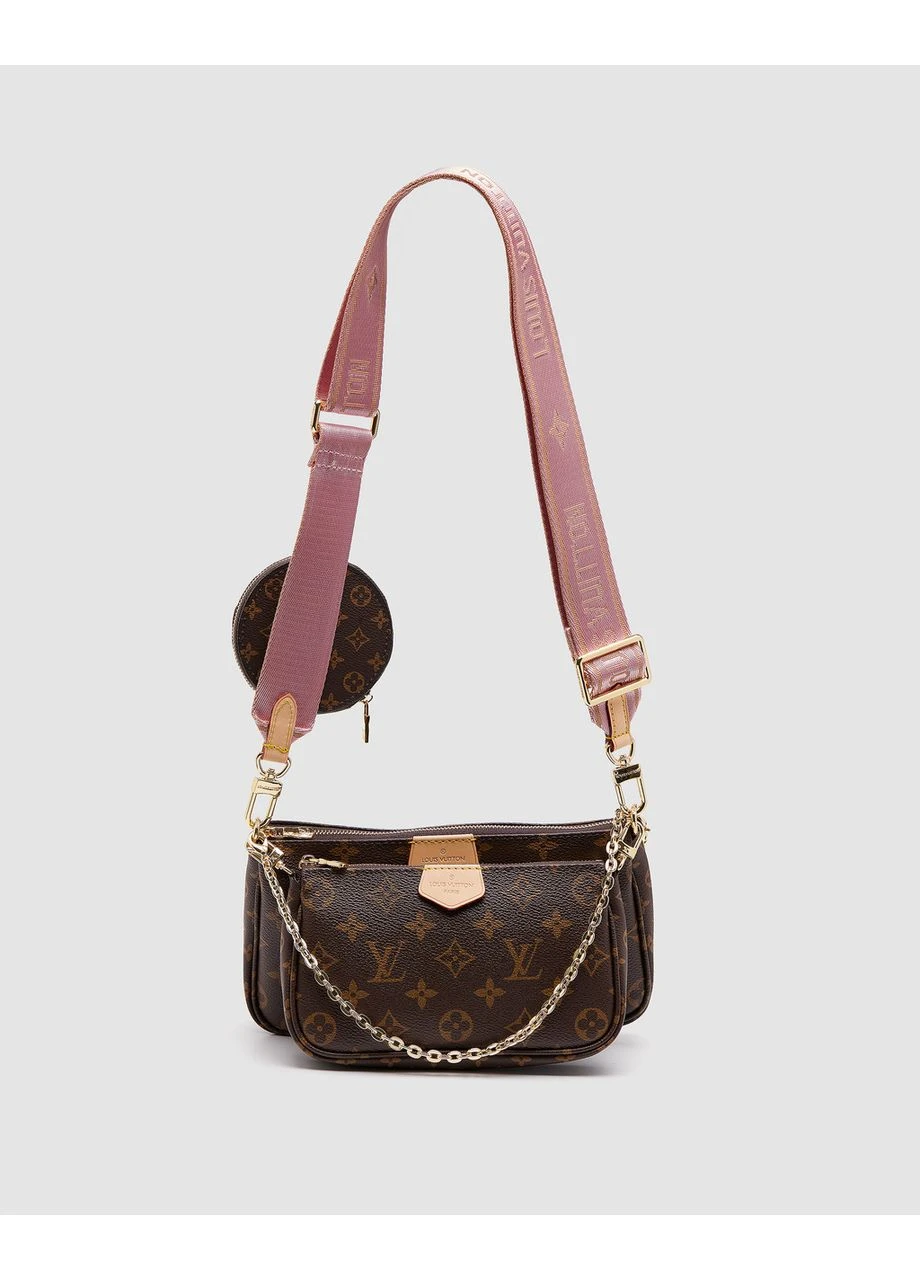 Сумка жіноча Multi Pochette Brown Pink No Brand (386417341)