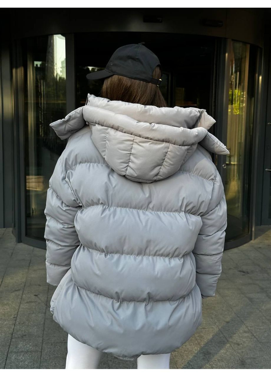 Сірий демісезонний Пуховик Style Point