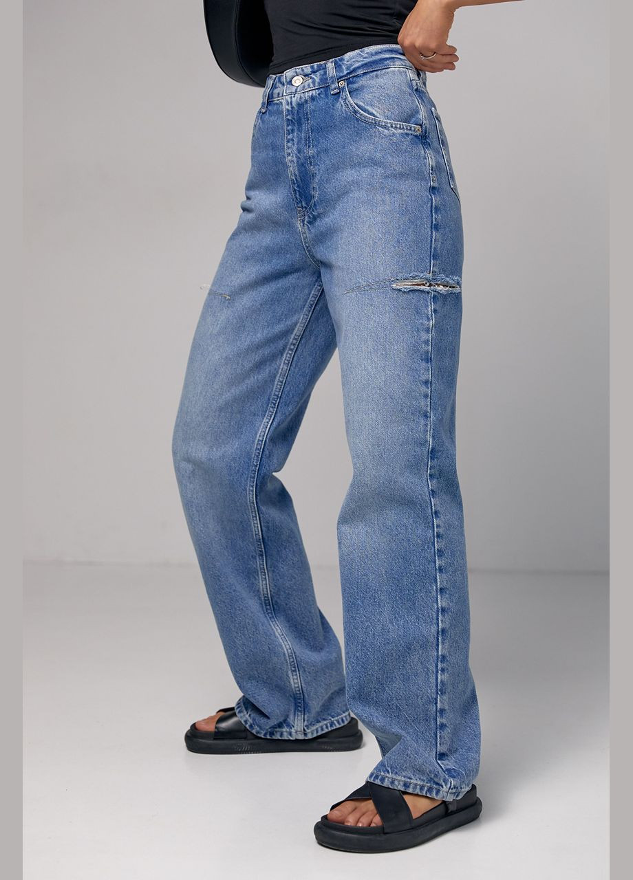 Женские джинсы с декоративными разрезами на бедрах Lurex - (282953563)