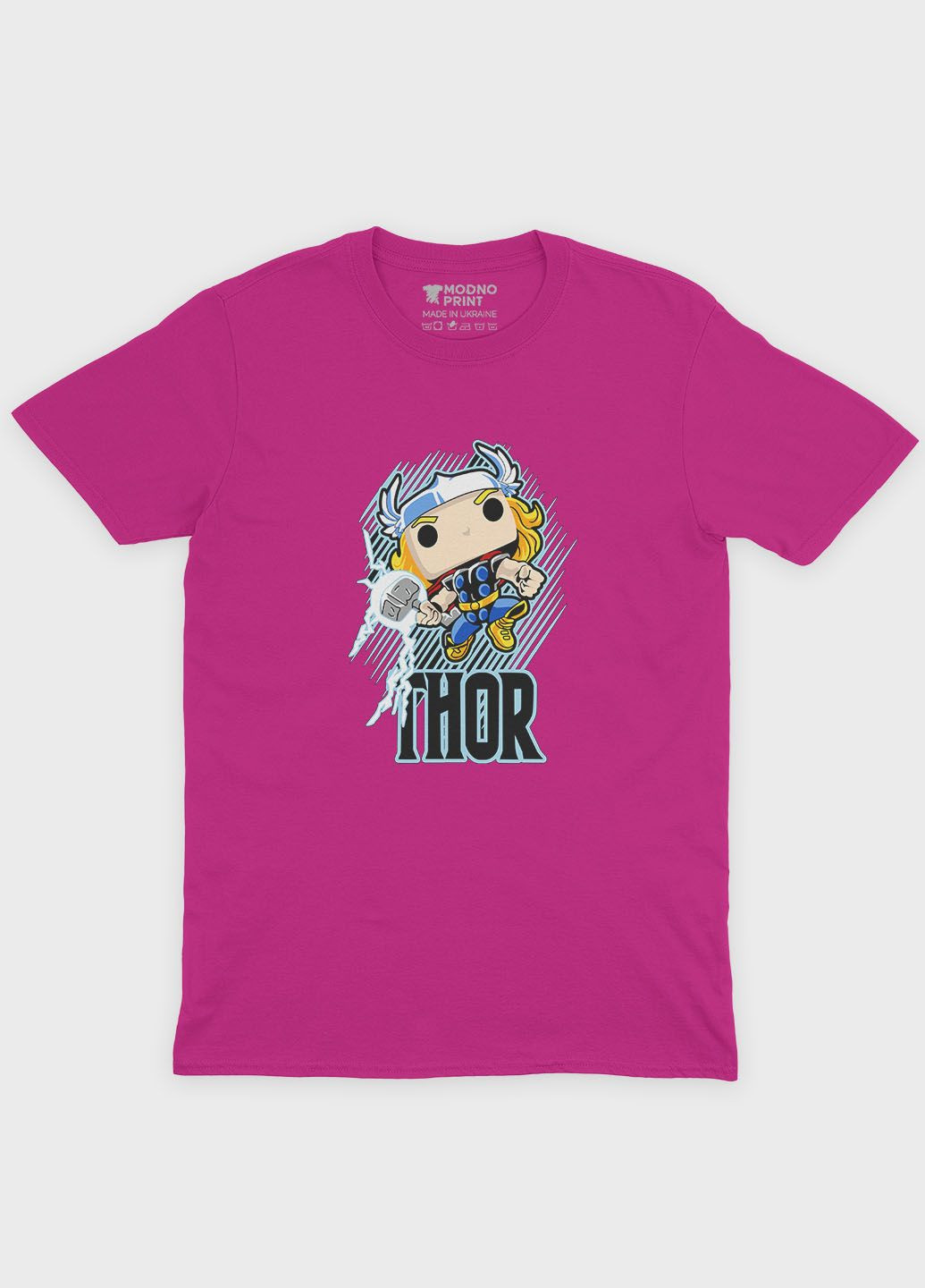 Рожева демісезонна футболка для дівчинки з принтом супергероя - тор (ts001-1-fuxj-006-024-003-g) Modno