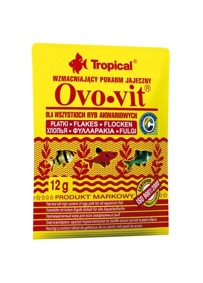 Сухий корм Ovo-Vit для всіх акваріумних риб, 12 г (пластівці) Tropical (362702821)
