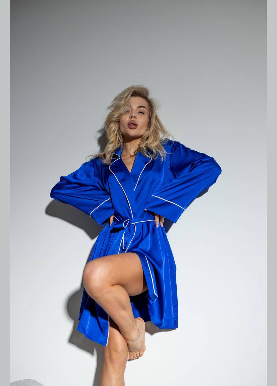Синяя женский шелковый халат цвет электрик р.42/48 453607 New Trend