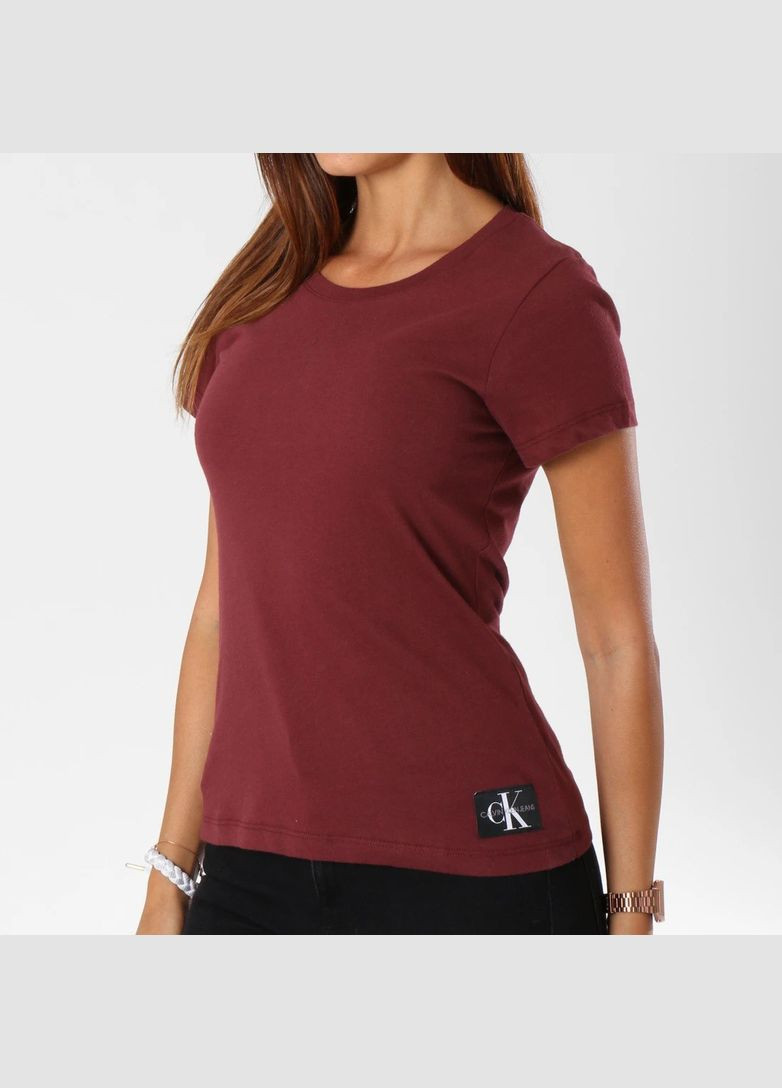 Бордовая женская футболка Calvin Klein