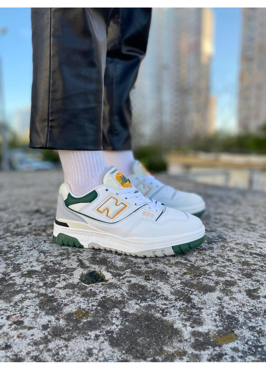 Серые демисезонные кроссовки мужские new balance 550 white nightwatch green bb550pwc нью беланс 550 No Brand