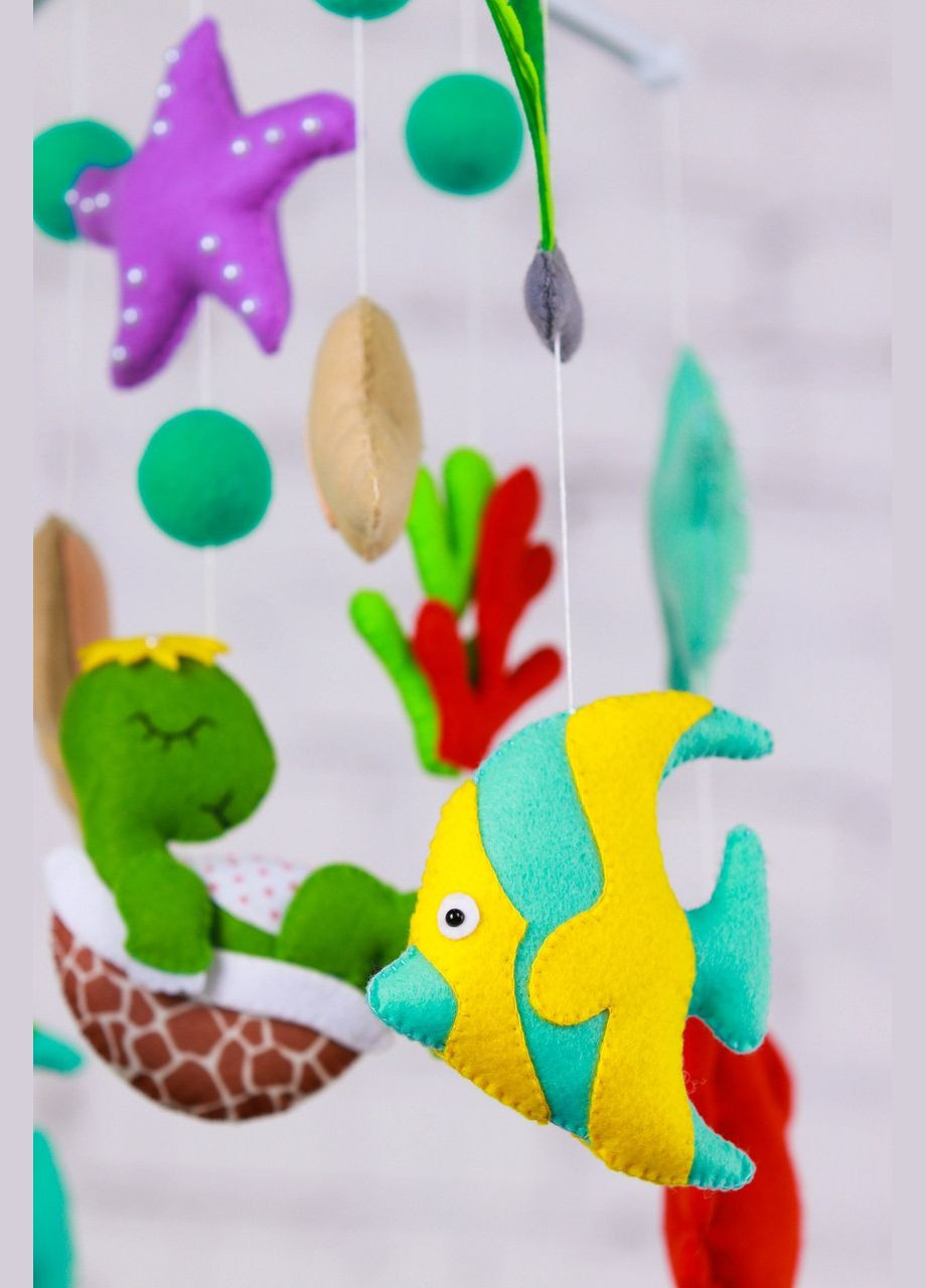 Дитячий музичний мобіль на ліжечко для немовлят WooolyWool «Морські мешканці» з 35 мелодіями (М008) No Brand (342758022)