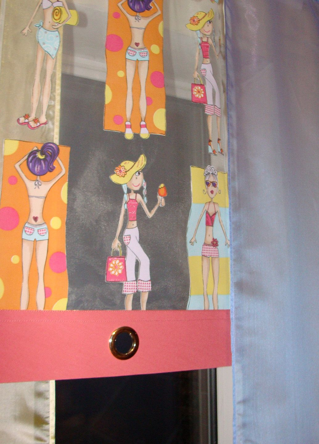 Комплект панельних фіранок на петлях Модні Дівчатка 5шт карниз 200см кольорові (1_5п) Firanka Kids (321000421)