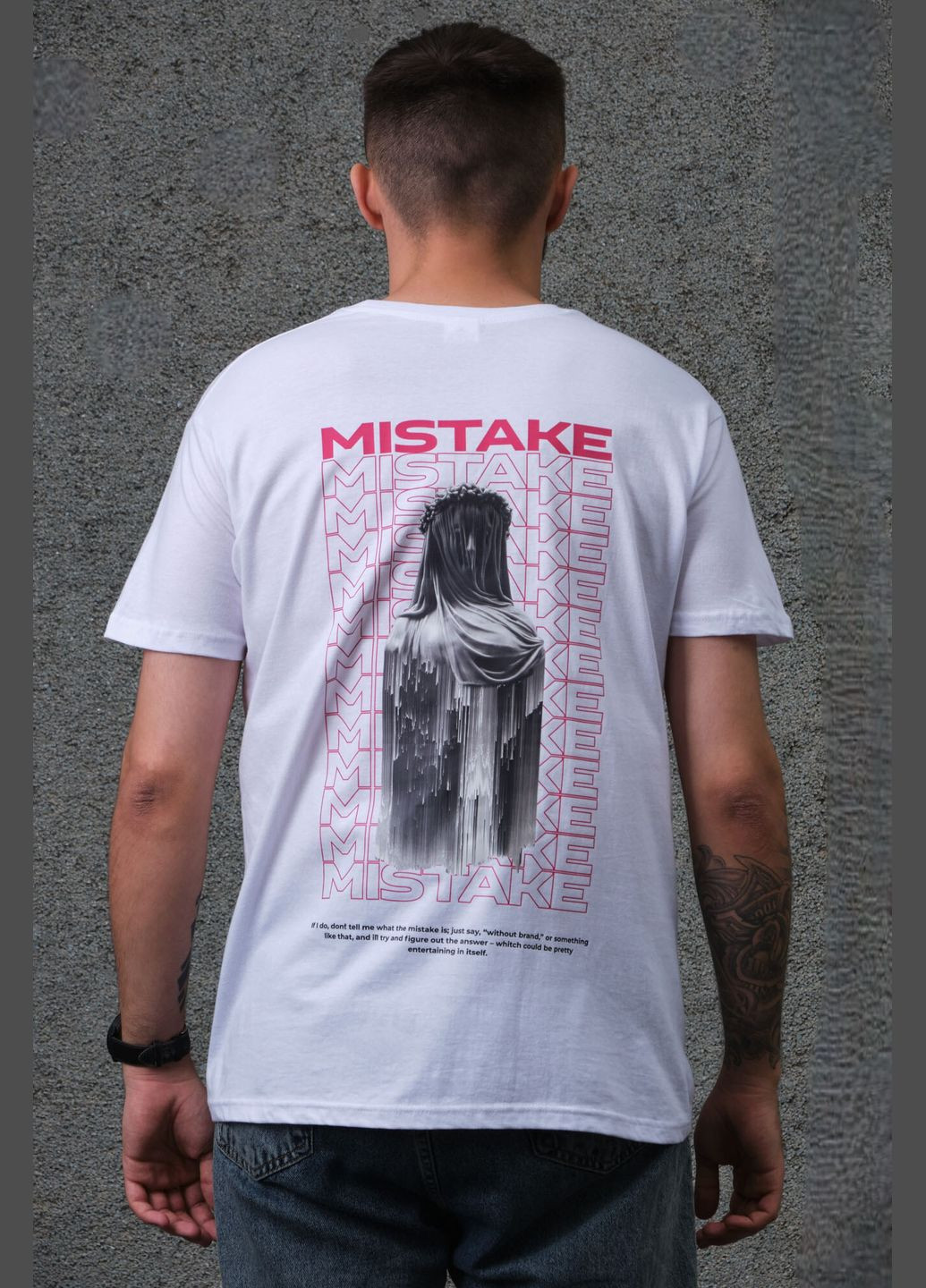 Белая мужская оверсайз футболка с принтом mistake white Without