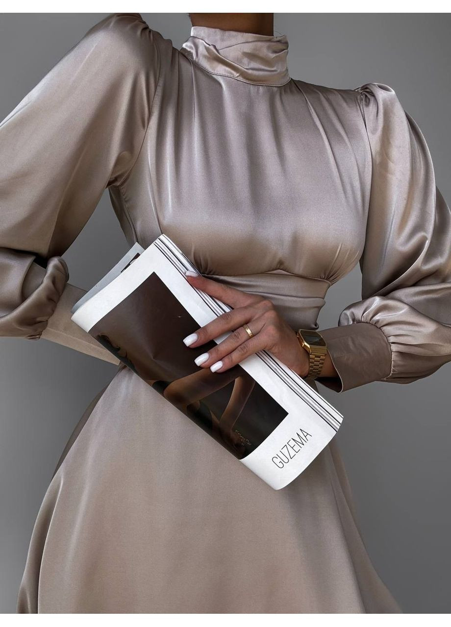 Бежева повсякденний сукня жіноча з відкритою спиною KaraMix однотонна