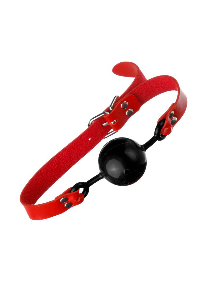 Кляп с черным шариком, красный ремень CherryLove DS Fetish (293293850)