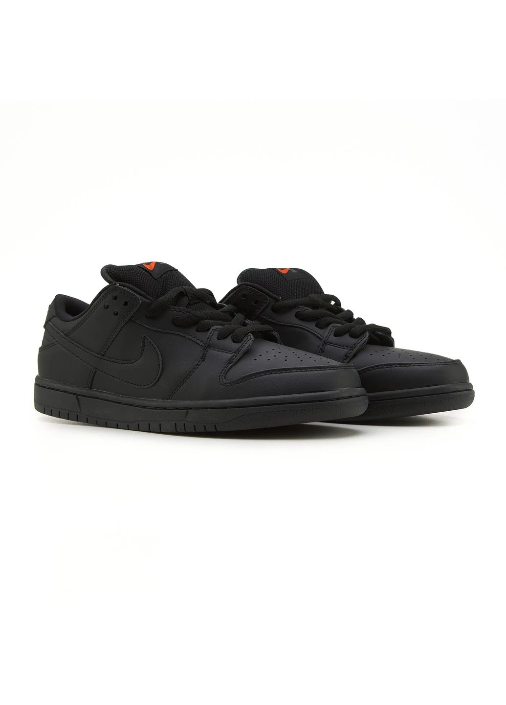 Черные летние кроссовки nike sb dunk low total black leather найк сб данк No Brand