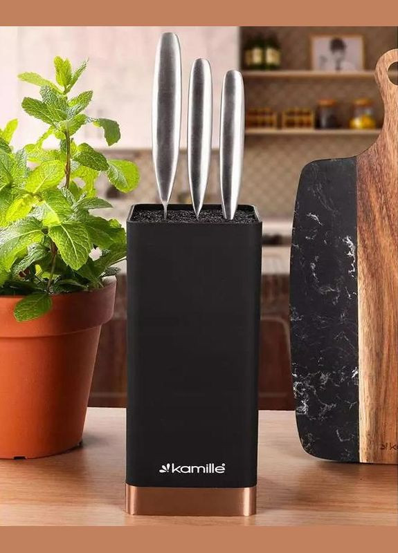 Підставка Black&Rose, колода для ножів 9.5х9.5х22см з поліпропіленовим наповнювачем Kamille (372174191)