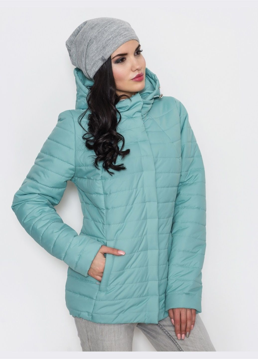 Зеленая демисезонная other осенняя куртка бирюзового цвета с капюшоном Dressa