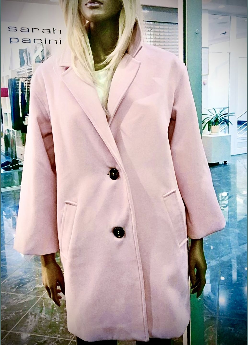 Розовое демисезонное Шикарное пальто женское owersize оверсайз QUARTETTO