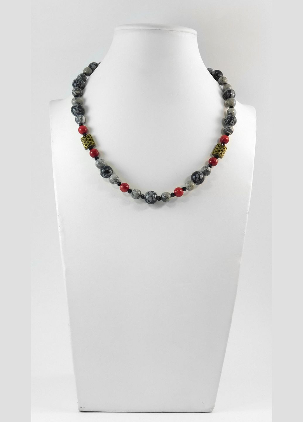 Намисто "Вільне" Обсидіан, Яшма, Корал Fursa fashion (322313845)