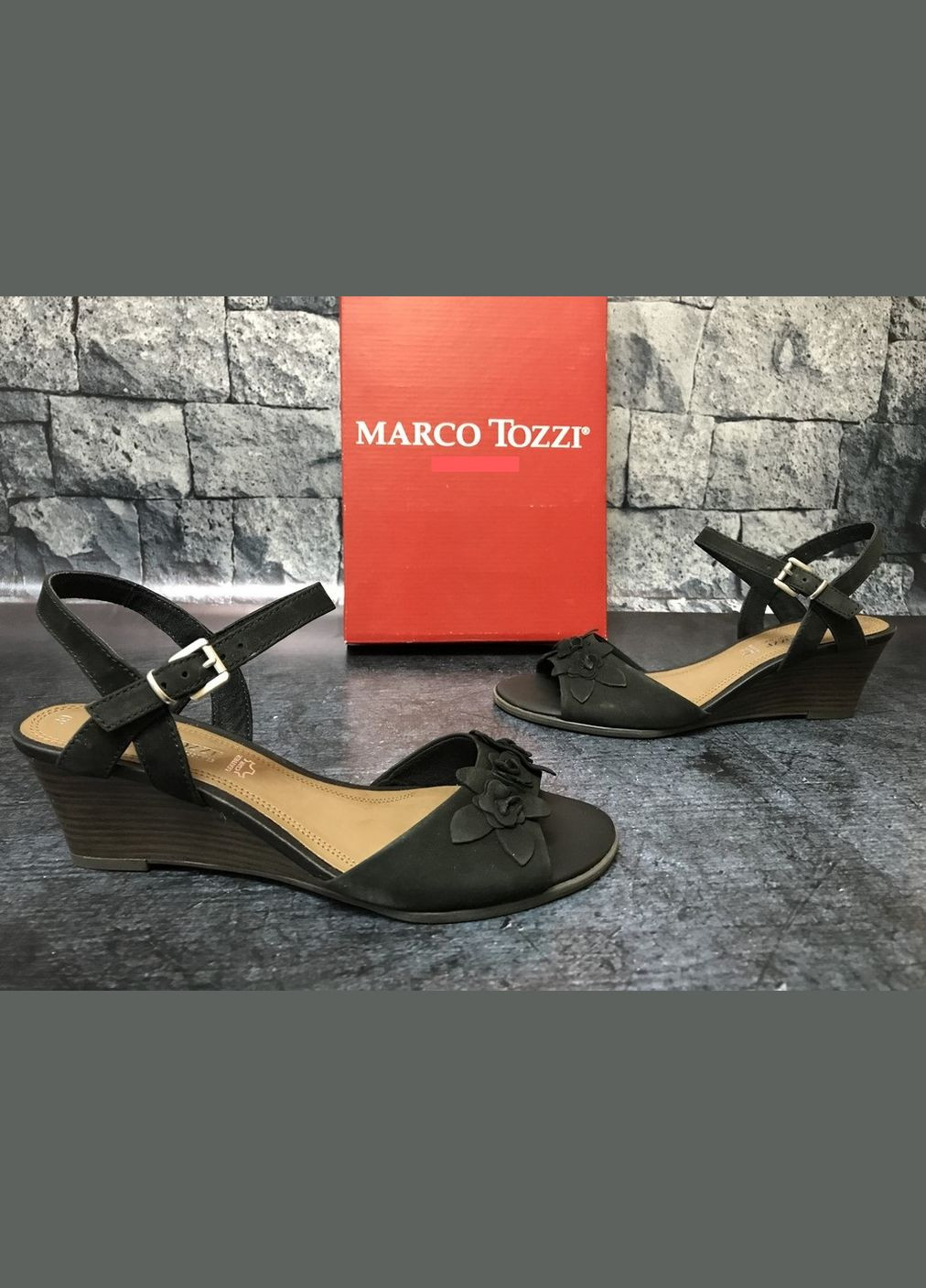 Жіночі натуральні босоніжки на танкетці,, Німеччина Marco Tozzi Босоніжки (338228762)