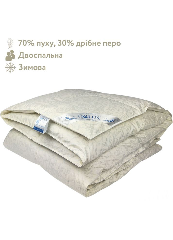 Одеяло пухо-перовое 70% пуха зимнее двуспальное Roster 200х220 в тике () Iglen 2002202 (282313739)