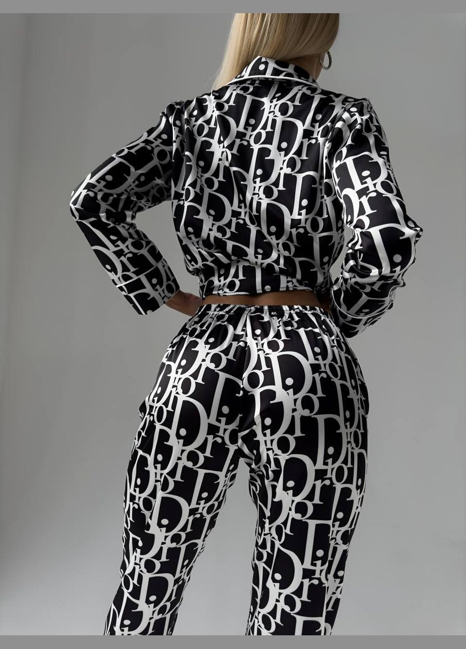 Чорно-біла піжама сорочка + брюки Domino