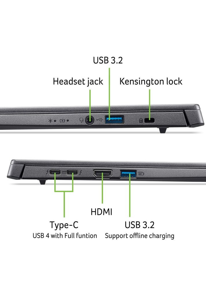 Ноутбук Aspire 14 A14-52MT 14" WUXGA IPS Touch, Intel U7-258V, 32GB, F1TB, UMA, Win11, сірий Acer (360399791)