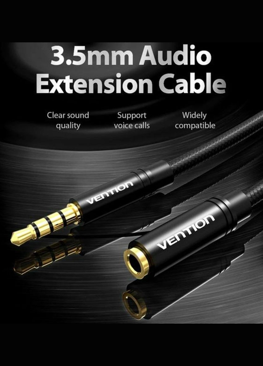 Аудіокабель Cotton Braided 3.5mm Audio Extension Cable 2M Black Metal Type (VAB-B06-B200-M) (VAB-B06-B200-M) Vention (324066948)