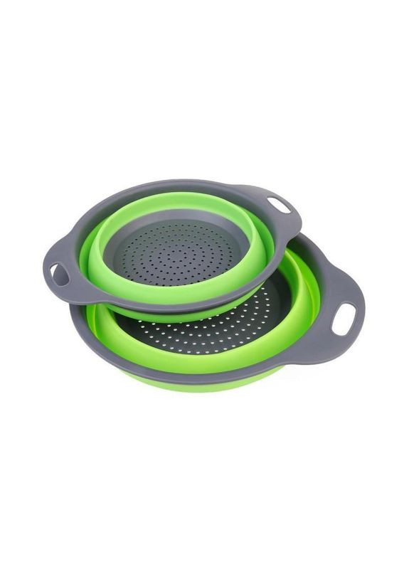Дуршлаг із силікону розмірів (S і L) 2 кольори для подорожей COLLAPSIBLE FILTER BASKETS Салатовий Po Fanu (365877017)