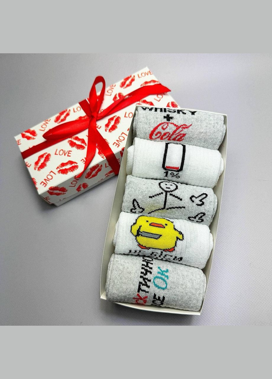 Комбіновані набір жіночих шкарпеток 36-41 5 пар у подарунковій коробці Vakko (308683641)