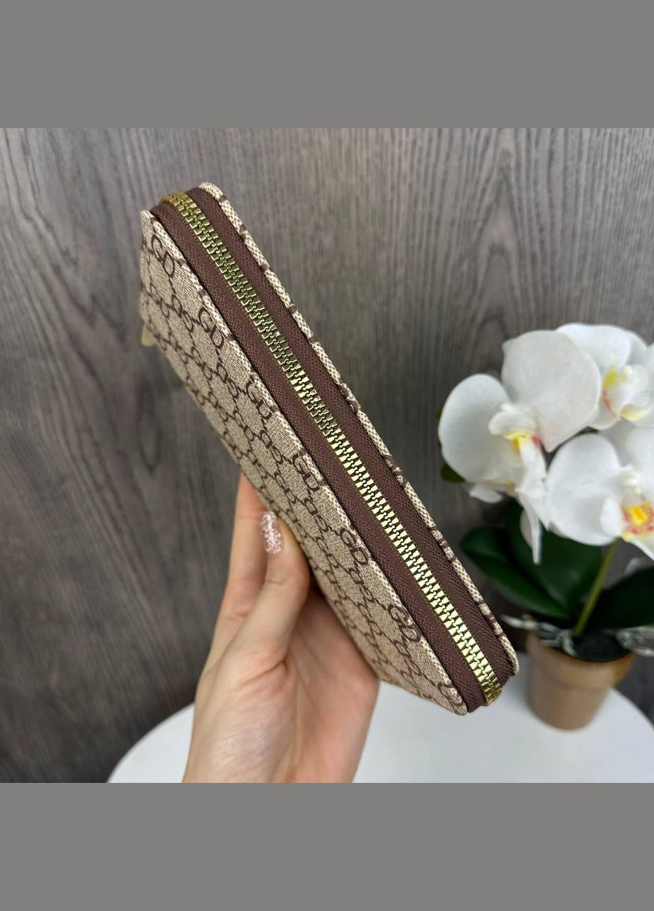 Жіночий гаманець клатч на блискавці стиль Гуччі, модний портмоне для дівчат Бежевий No Brand (334729908)