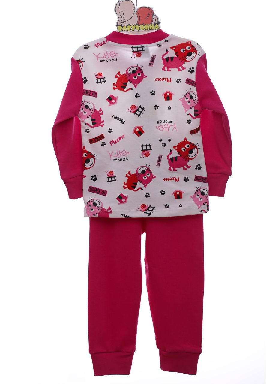 Розовая всесезон пижама для девочки трикотажная с котятами малиновая cit cit kids см (44775) BABYKROHA