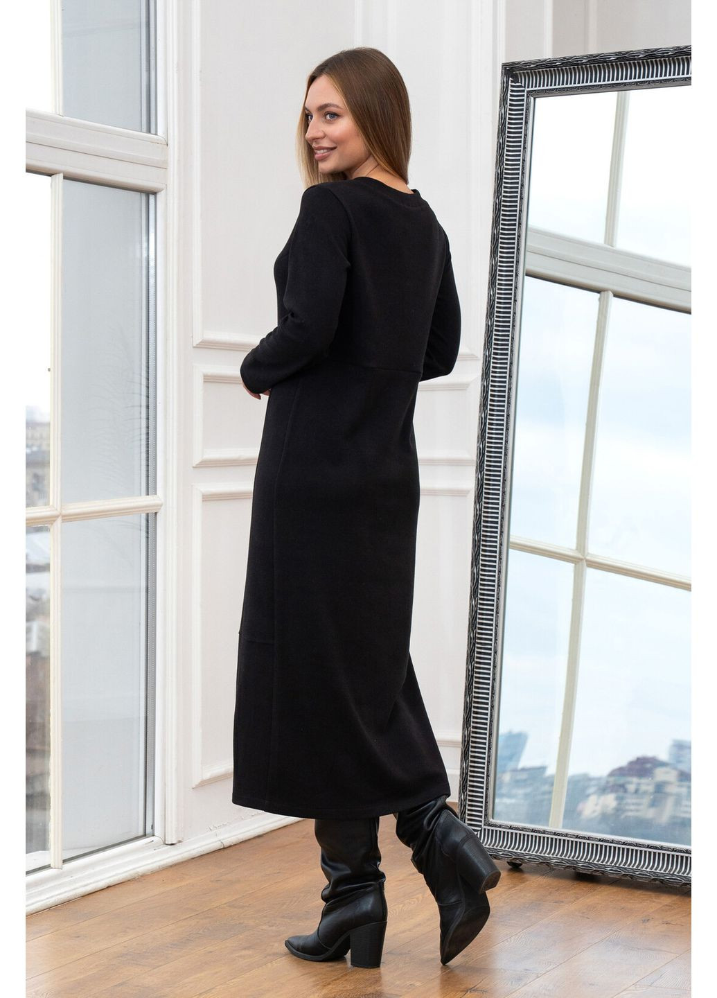 Чорна жіноча трикотажна сукня юна з розрізом (ск 1825) RiMari