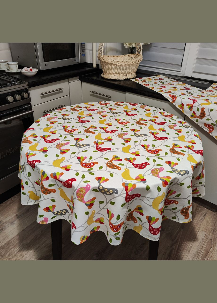 Скатерть на круглый стол водоотталкивающая с тефлоновым покрытием "Птички" 160 Maystat (325478480)