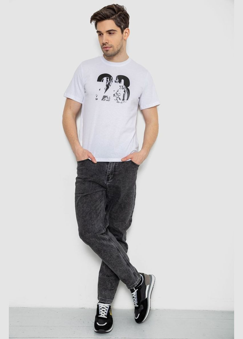 Белая футболка мужская с принтом черная размер l (sku_241r1906) с коротким рукавом No Brand