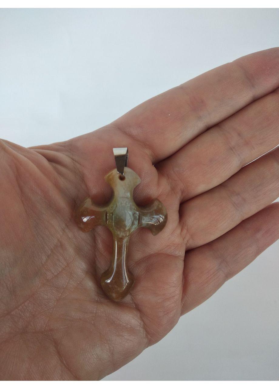 Кулон "Крест" из камня агат на кожаном шнурке Aga (370792113)