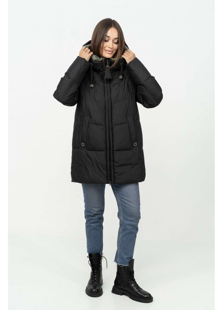 Чорна зимня куртка-пуховик plus size Lora Duvetti
