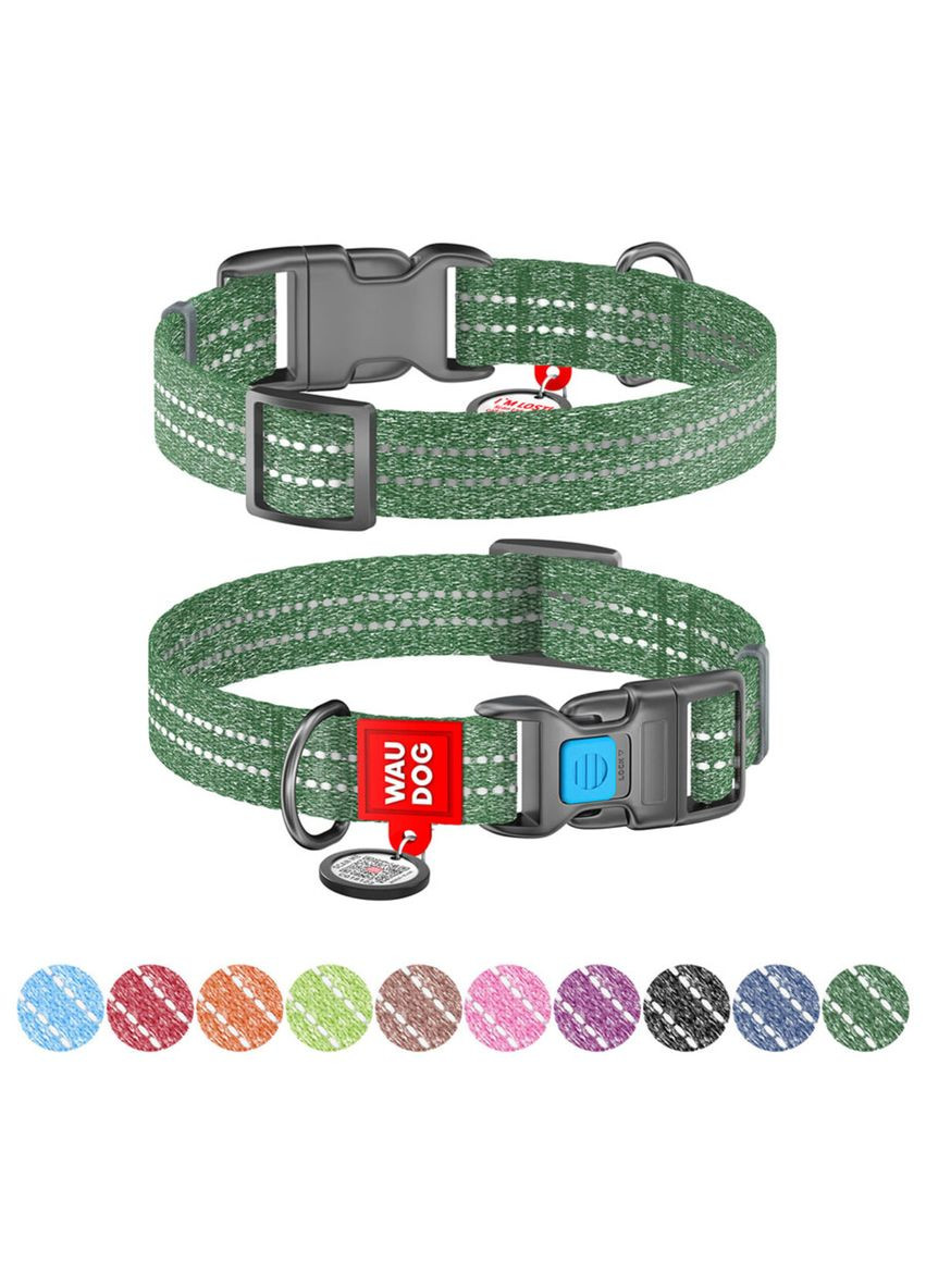 Ошейник Re-cotton с QR паспортом (ширина 15 мм, длина 25-35 см) зеленый WAUDOG (322642870)