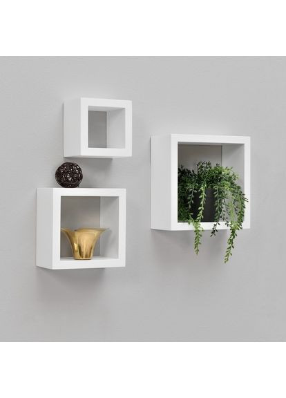 Полиці настінні квадратні, полички, комплект навісних полиць з 3 шт I-027 No Brand (371910700)
