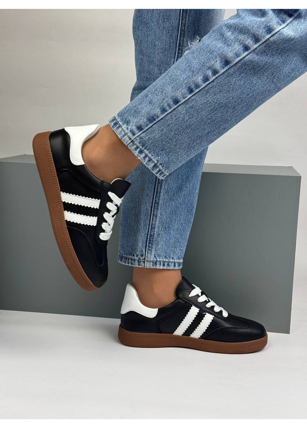 453 Кеды Кожаные Черные Hengji чёрные демисезоны (367960238)