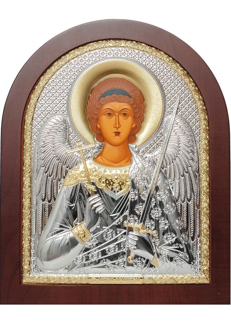 Серебряная Икона Ангел Хранитель 14,7х18см арочной формы на дереве Silver Axion (265446349)