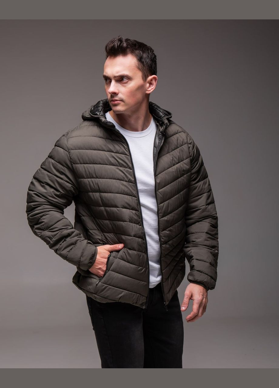 Оливковая демисезонная демисезонная утепленная куртка со съемным капюшоном Vakko