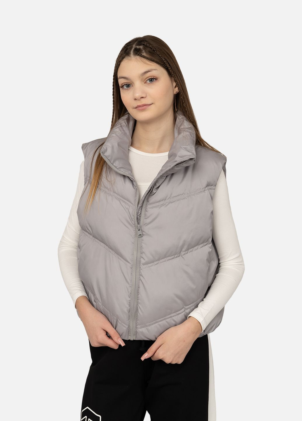 Жилет утепленный женский цвет серый CB-00267861 Yuki (319076071)