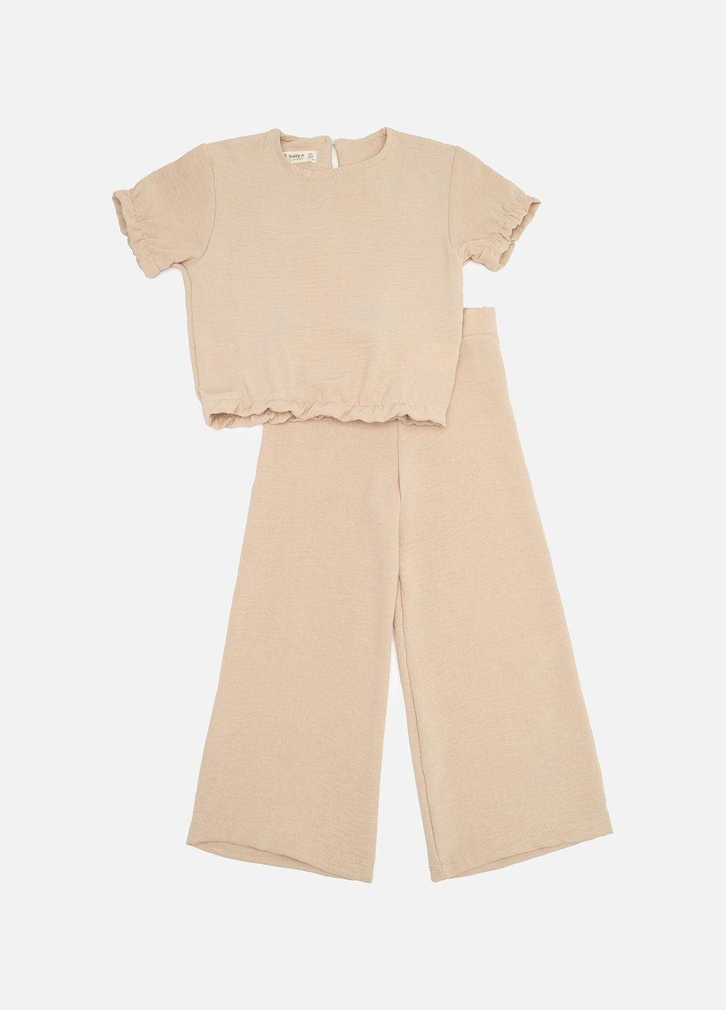 Бежевый летний костюм с брюками для девочки цвет бежевый цб-00243480 Bobby