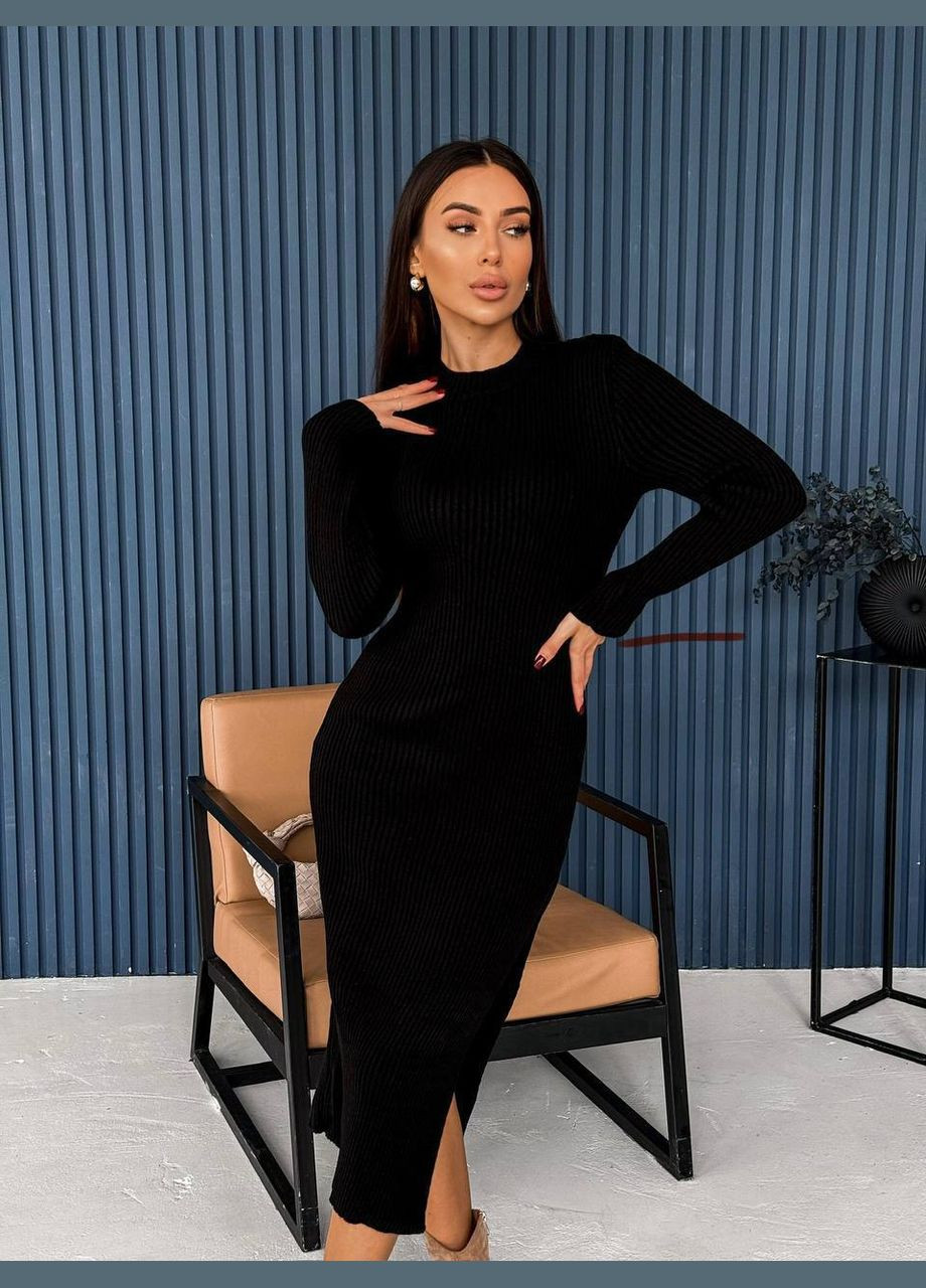 Черное деловое, повседневный, кэжуал, джинсовое, вечернее платье женское No Brand однотонное