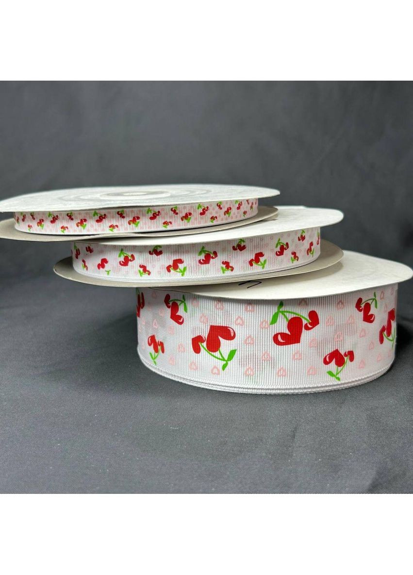 1 см Стрічка репсова з принтом на відріз - #735/1 білий Plus-plus (352751779)